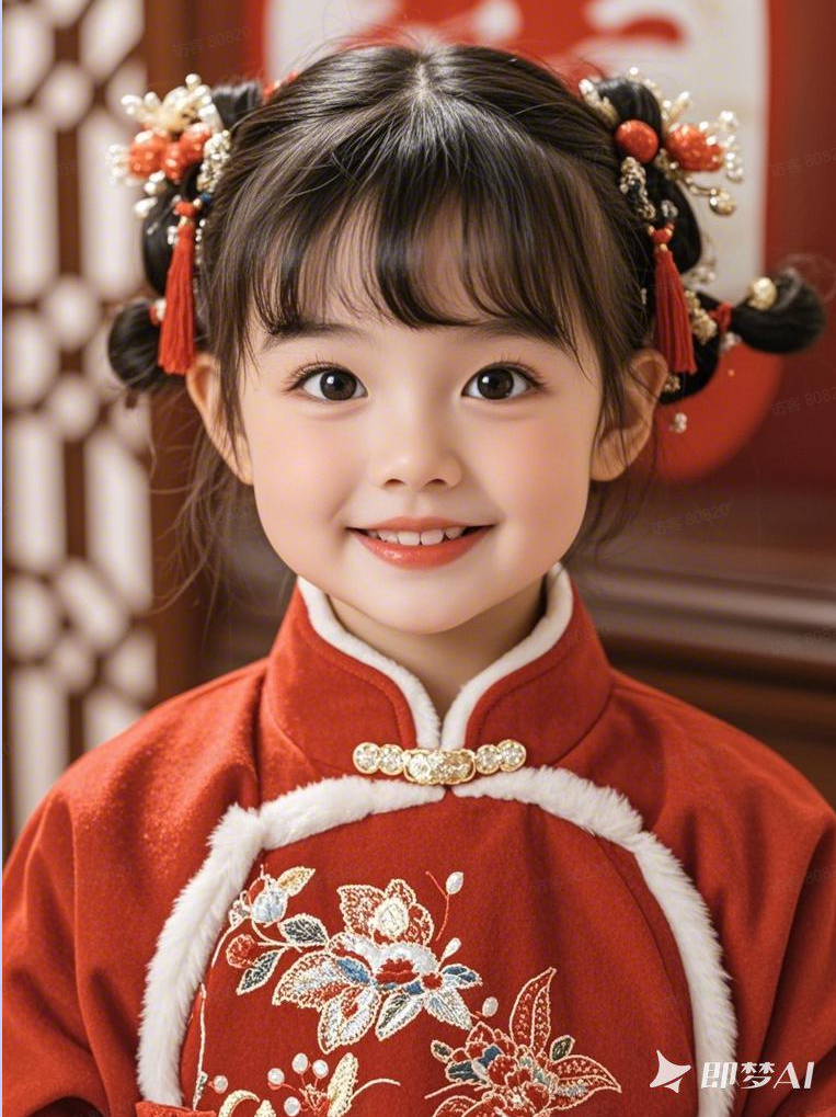 图片[3]-5岁小女孩红衣系列AI绘画提示词-抖微AI